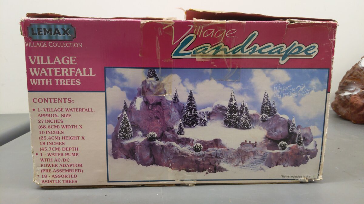 Lemax Village Waterfall With Trees/Box