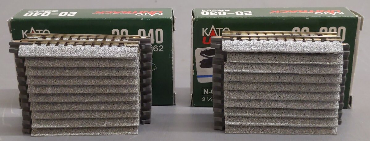 Kato 20-040 N Scale 62 mm 2-7/16" Straight UniTrack Track Sections (20) EX/Box