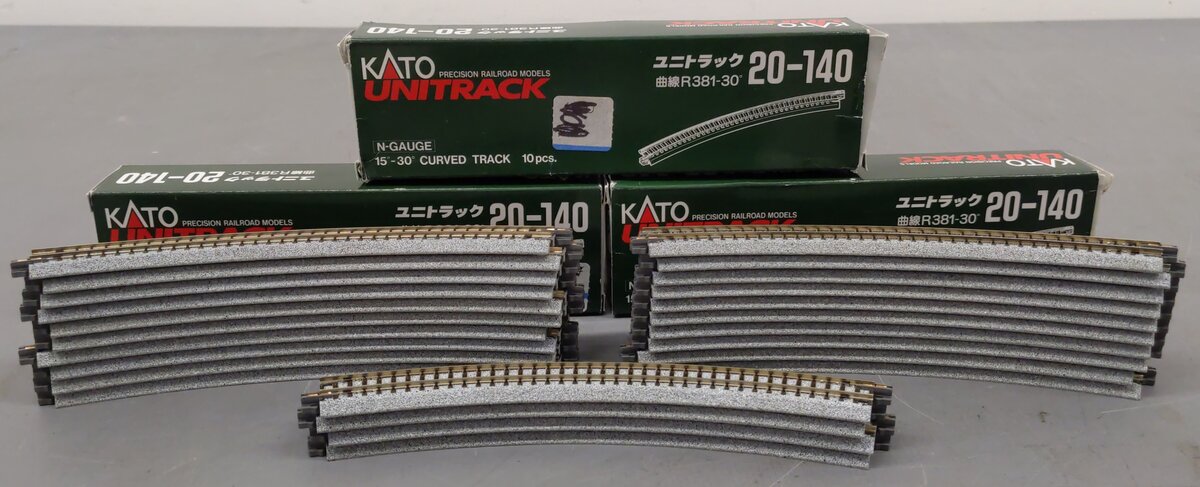 Kato 20-140 Kato 20-140 N 15" Radius 30° Curved Track Sections (24) EX/Box