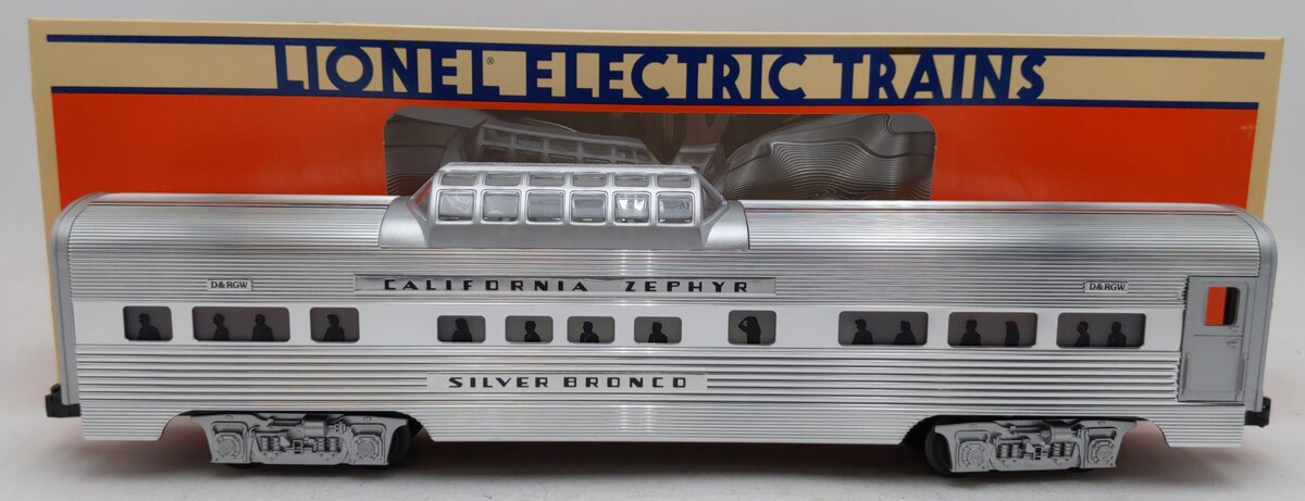 Lionel 6-19123 O Gauge California Zephyr "Silver Bronco" Aluminum Vista Dome Car EX/Box