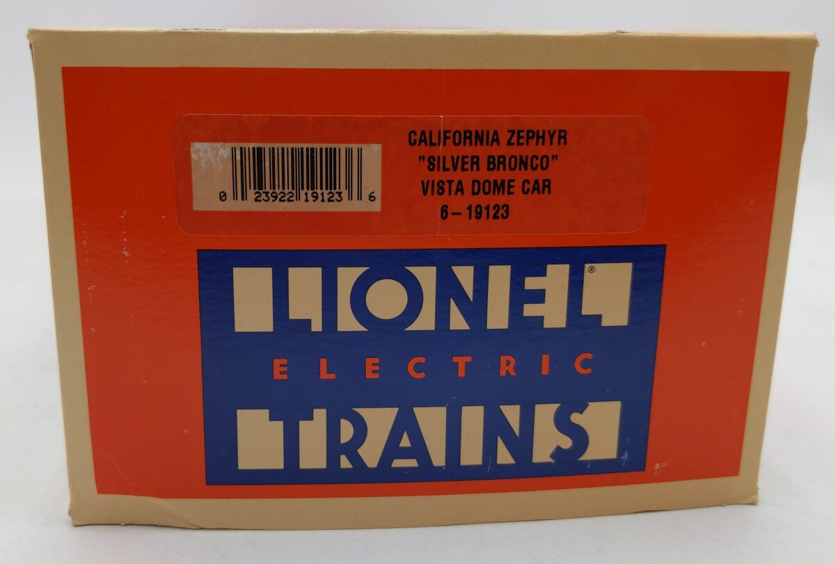 Lionel 6-19123 O Gauge California Zephyr "Silver Bronco" Aluminum Vista Dome Car EX/Box