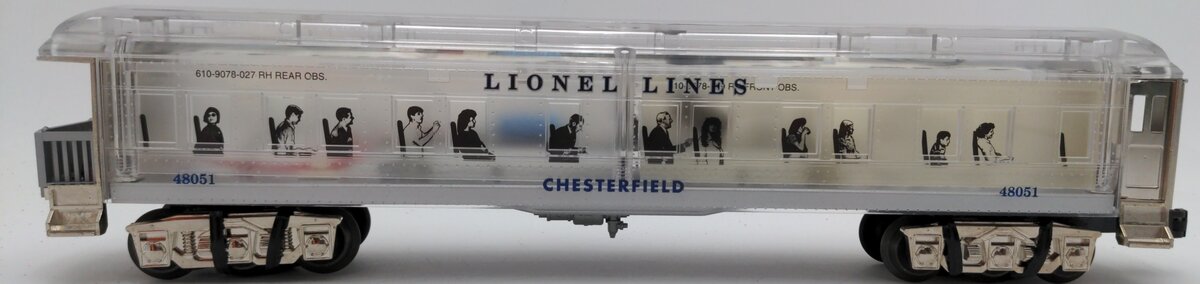 Lionel 6-29089 Clear Shell Chesterfield Madison Observation Car #48051 EX/Box