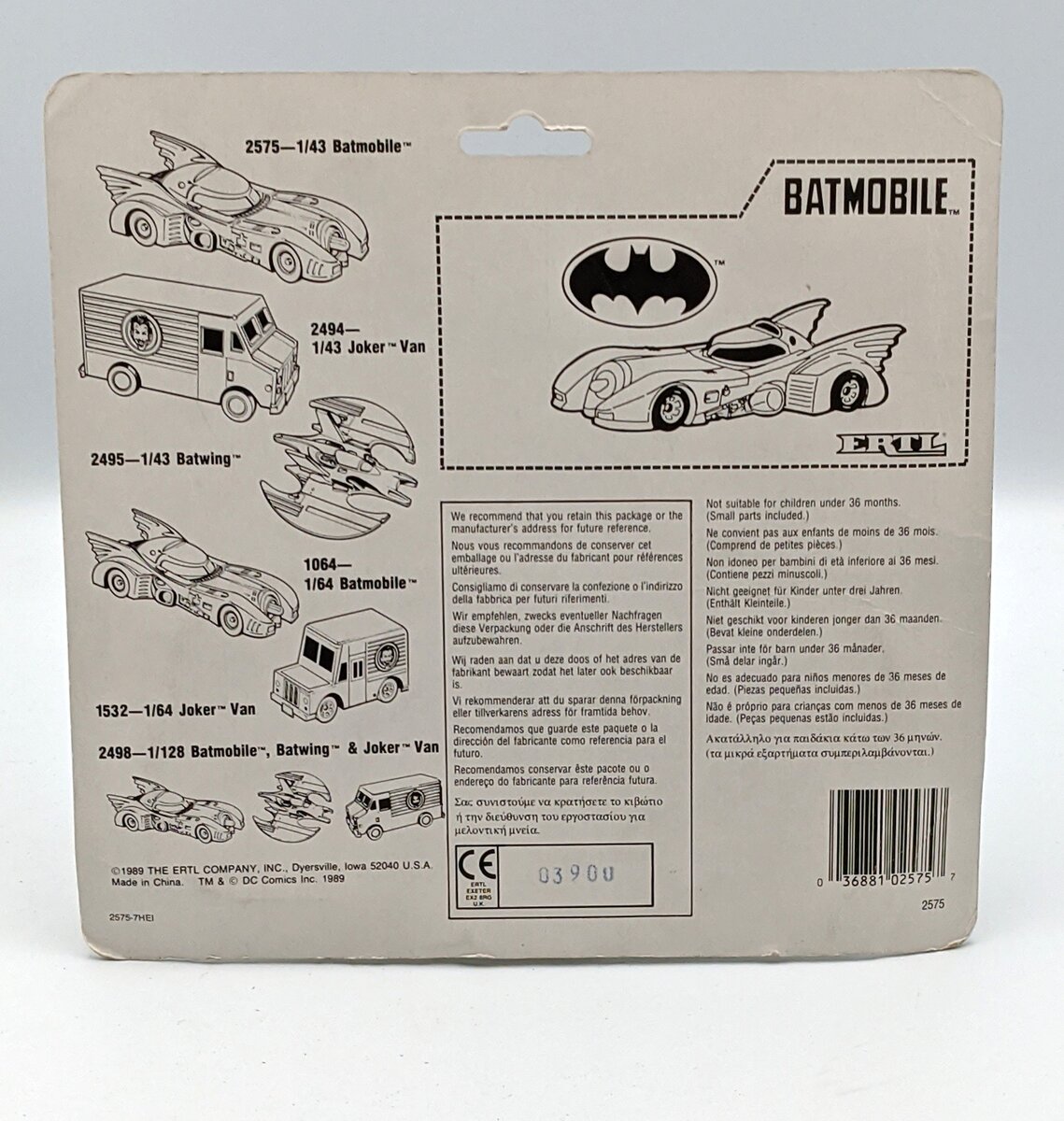 Ertl 2575 1:43 Die-Cast Batmobile MT/Box