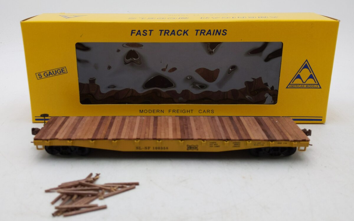 American Models 6022 S Scale Frisco Flatcar w/Stakes EX/Box