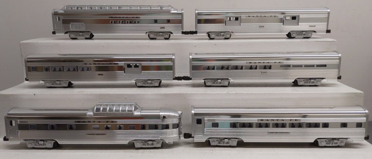 Lionel 6-19113 O Gauge Santa Fe 'Super Chief' Aluminum Passenger Car Set EX/Box