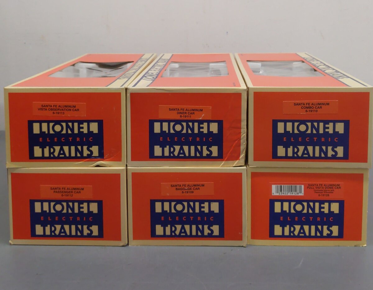 Lionel 6-19113 O Gauge Santa Fe 'Super Chief' Aluminum Passenger Car Set EX/Box