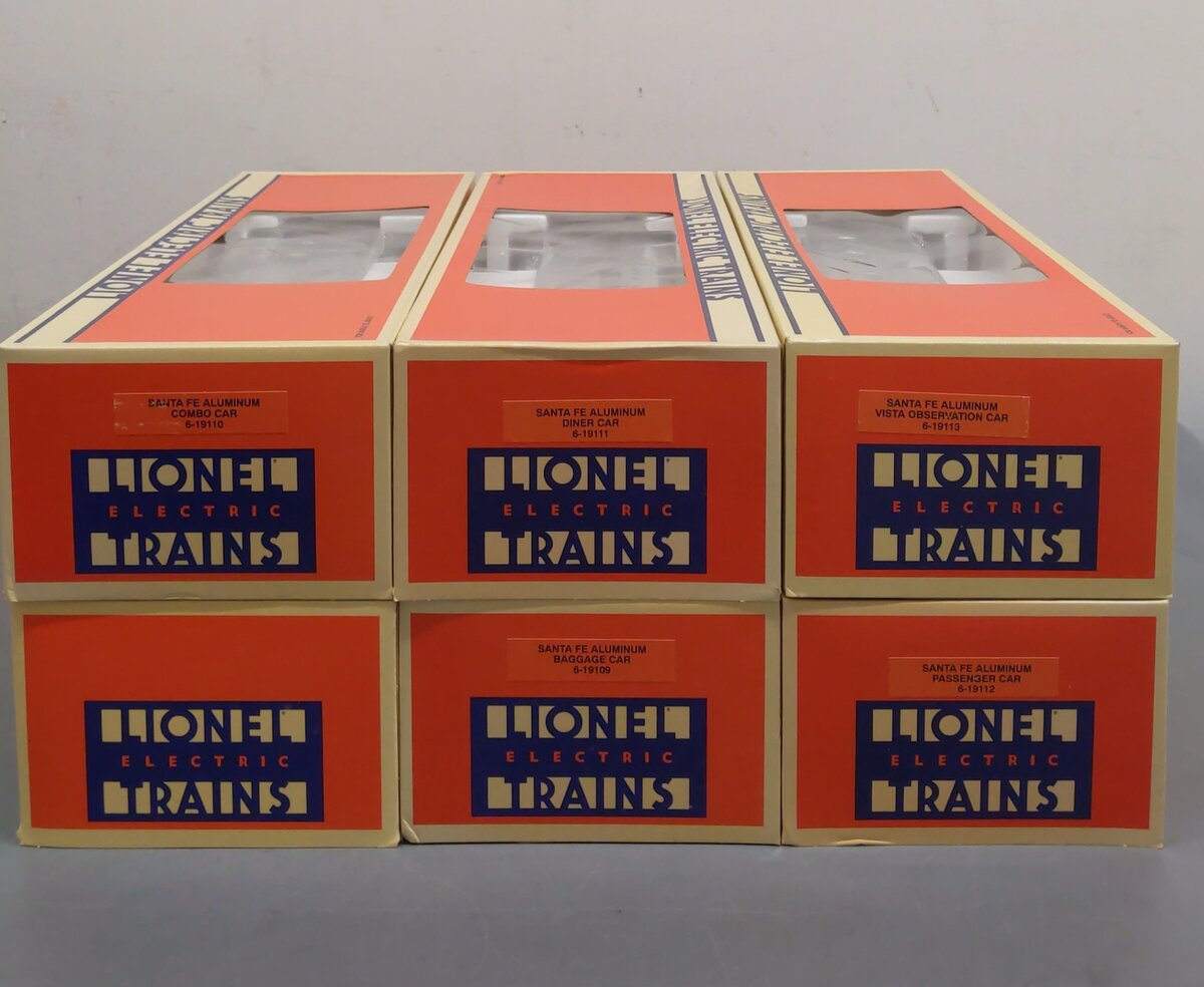 Lionel 6-19113 O Gauge Santa Fe 'Super Chief' Aluminum Passenger Car Set EX/Box