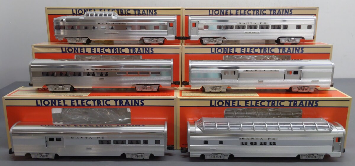 Lionel 6-19113 O Gauge Santa Fe 'Super Chief' Aluminum Passenger Car Set EX/Box