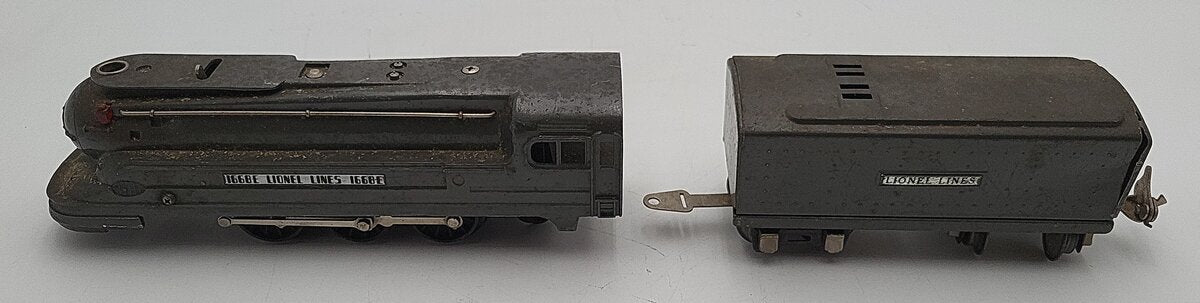 Lionel 1668 O Vintage 2-6-2 Lionel Lines Gunmetal Torpedo Steam Engine w/Tender VG