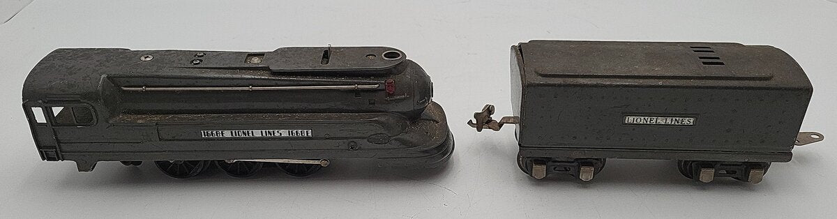 Lionel 1668 O Vintage 2-6-2 Lionel Lines Gunmetal Torpedo Steam Engine w/Tender VG