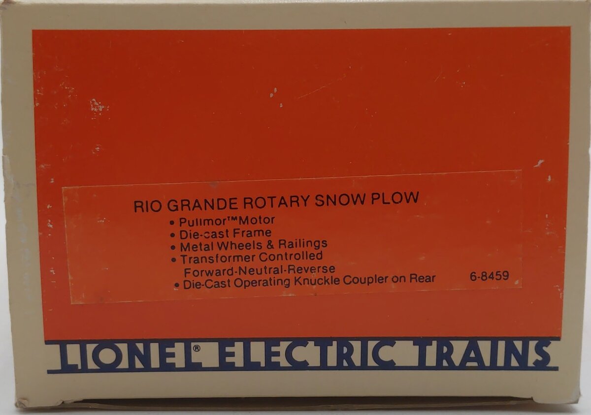 Lionel 6-8459 O Gauge Rio Grande Rotary Snow Plow #8459 EX/Box
