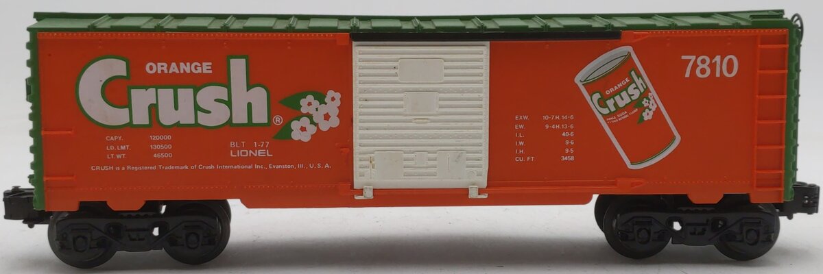Lionel 6-7810 O Gauge Orange Crush Boxcar VG