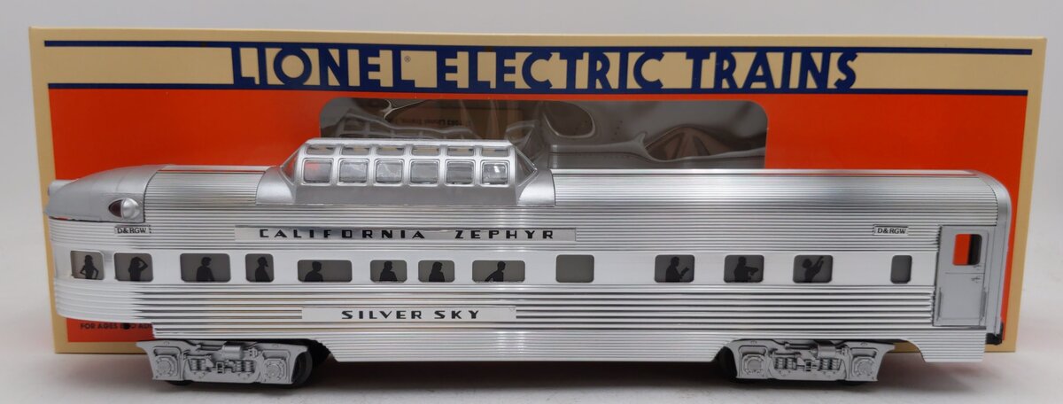 Lionel 6-19127 O California Zephyr "Silver Sky"  Aluminum Vista Observation Car VG/Box