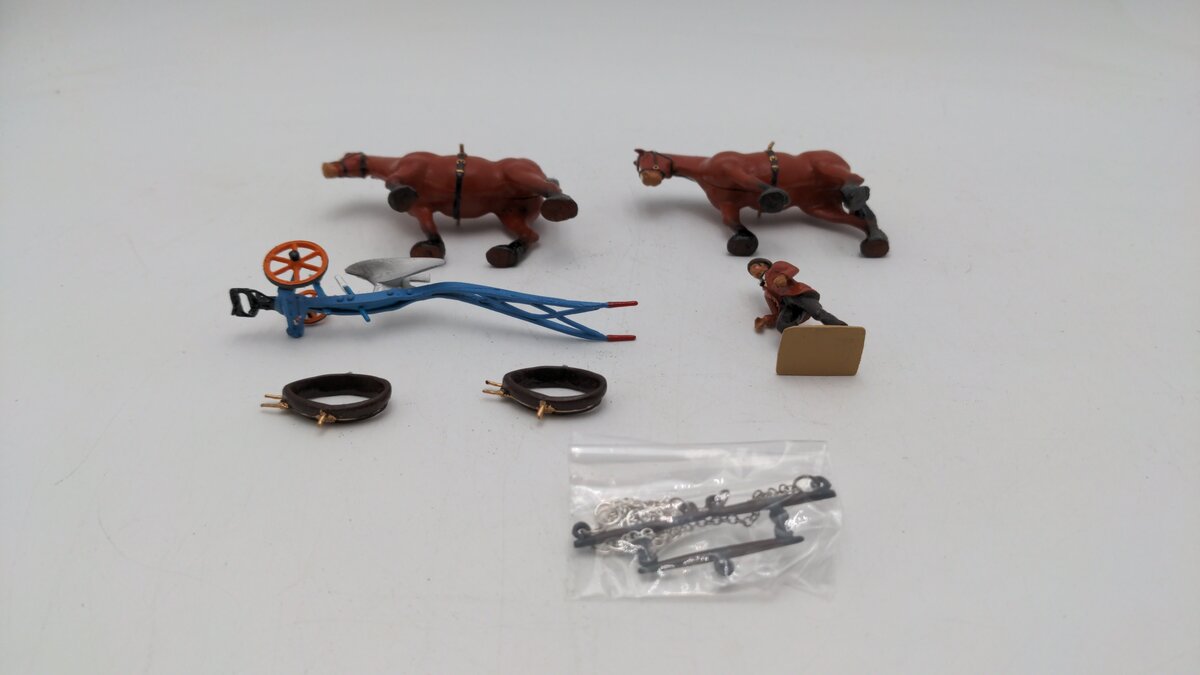 W. Britain 8704 Petite Ltd Home Farm Plough Set EX/Box
