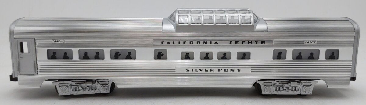 Lionel 6-19126 O Gauge California Zephyr "Silver Pony" Aluminum Vista Dome Car EX/Box