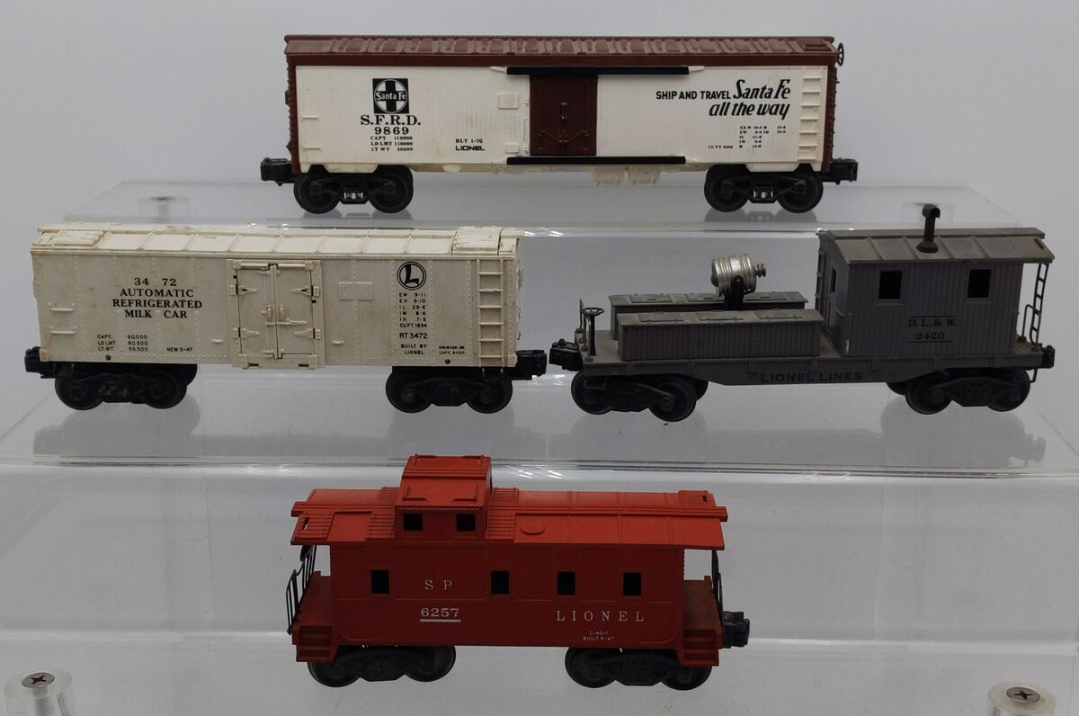 Lionel O Gauge Assorted Freight Cars #3472,9869,6257,2420 [4] VG