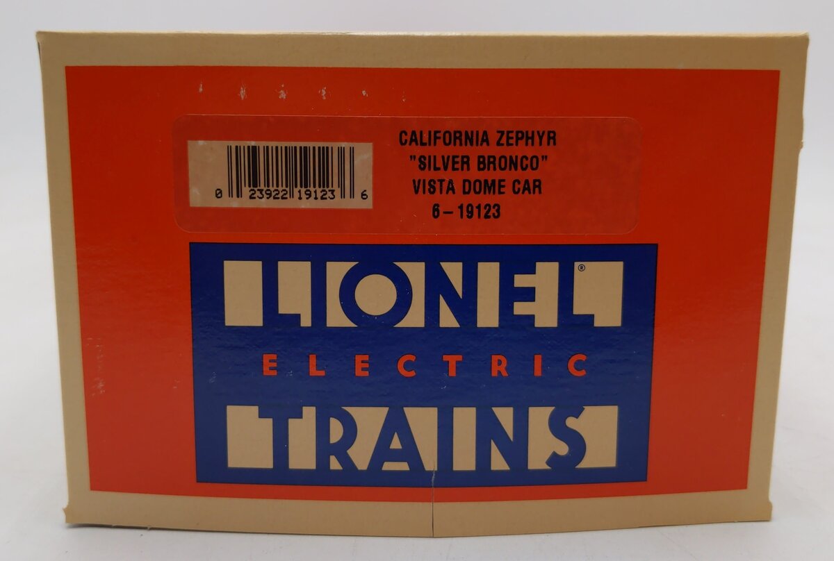 Lionel 6-19123 O Gauge California Zephyr "Silver Bronco" Aluminum Vista Dome Car EX/Box