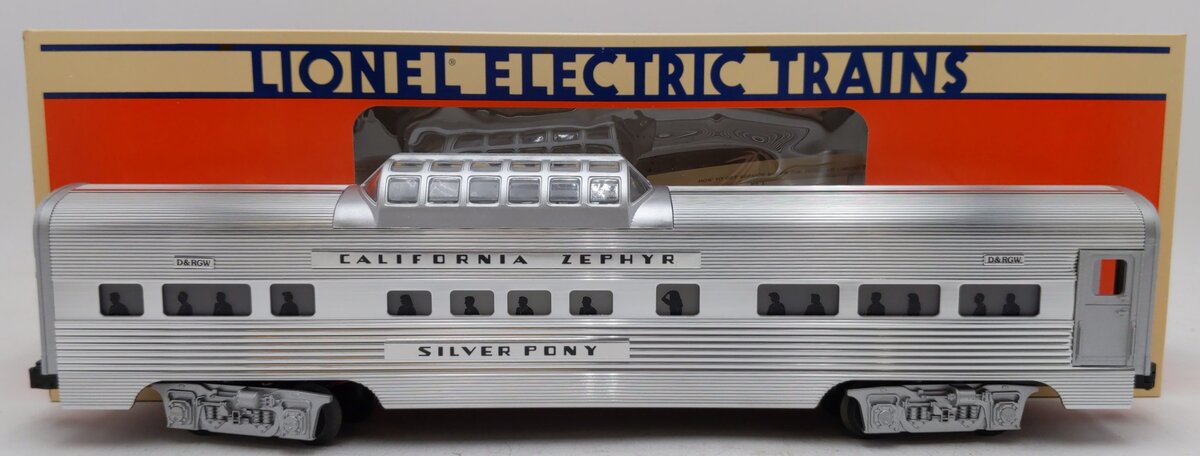 Lionel 6-19126 O Gauge California Zephyr "Silver Pony" Aluminum Vista Dome Car EX/Box