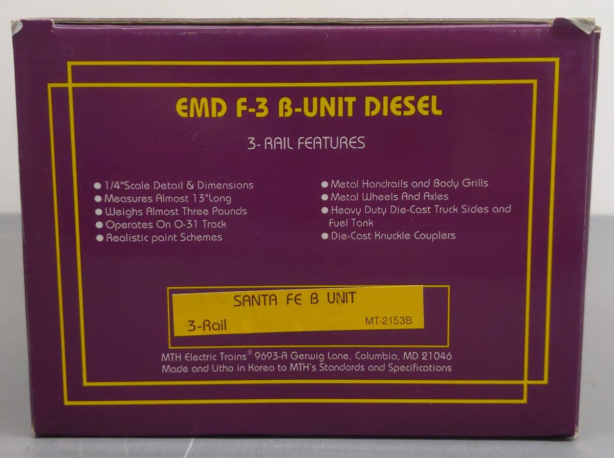 MTH 30-2153-1 O Santa Fe El-Capitan Diesel Locomotive Set- B Unit Only LN/Box