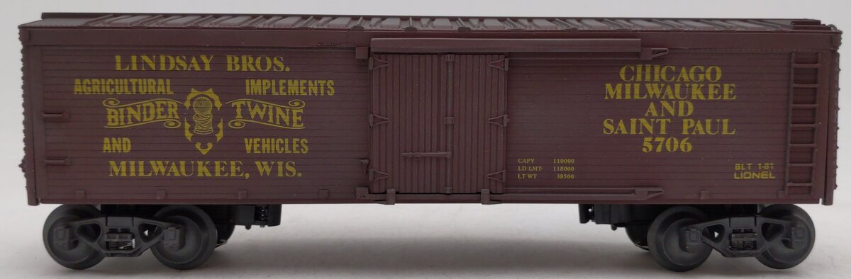 Lionel 6-5706 O Gauge MILW Lindsay Bros. Binder & Twine Reefer EX/Box