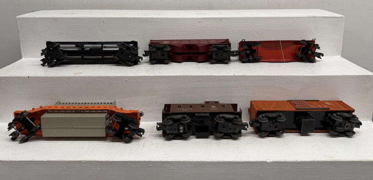 Lionel Vintage O Freight Cars: 3656, 6121, 6415, 6456, 6457, 6519 [6] VG