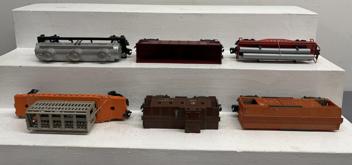 Lionel Vintage O Freight Cars: 3656, 6121, 6415, 6456, 6457, 6519 [6] VG