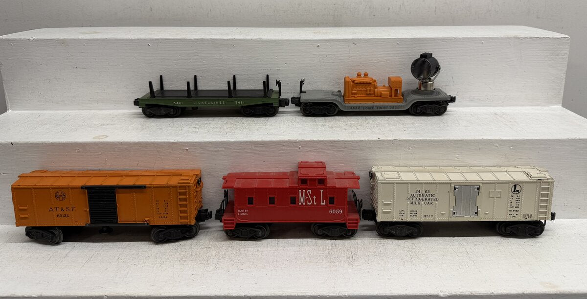 Lionel Vintage O Operating & Freight Cars: 3461, 3462, X3464, 3520 & 6059 [5] VG