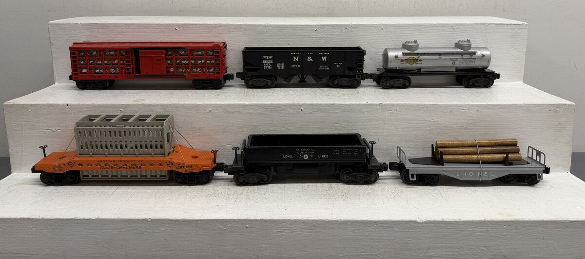 Lionel Vintage O Freight Cars: 3456, 3469, 6111, 6465, 6519 & 6-19801 [6] VG