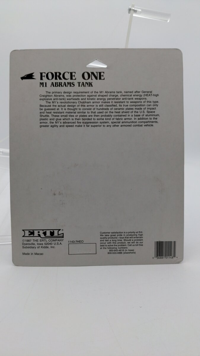 Ertl 1143 1:43 Scale Force One Die Cast Metal U.S. Army M1 Abrams Tank LN/Box
