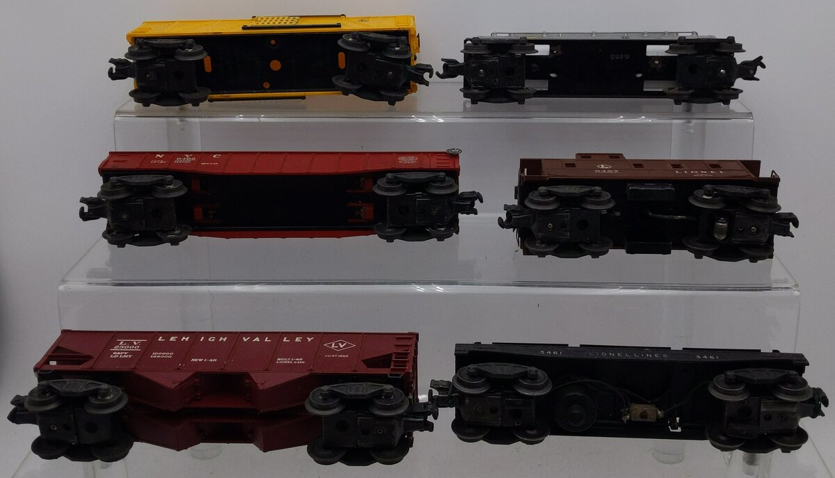 Lionel Assorted O Gauge Freight Cars #6462,3461,6457,25000,6465,6656 [6] VG