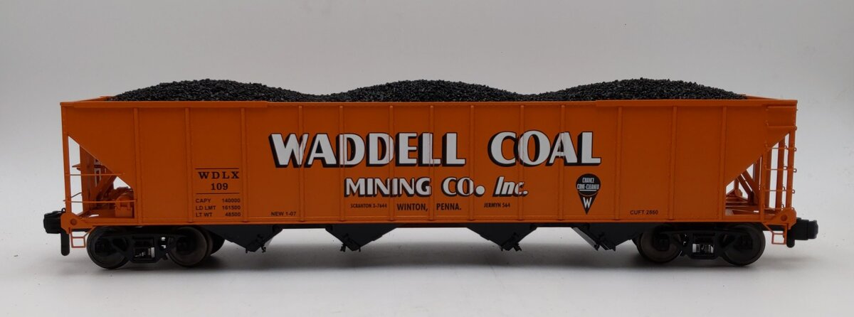 MTH 70-75059 G Scale Waddell Coal 4-Bay Hopper Car #109 LN