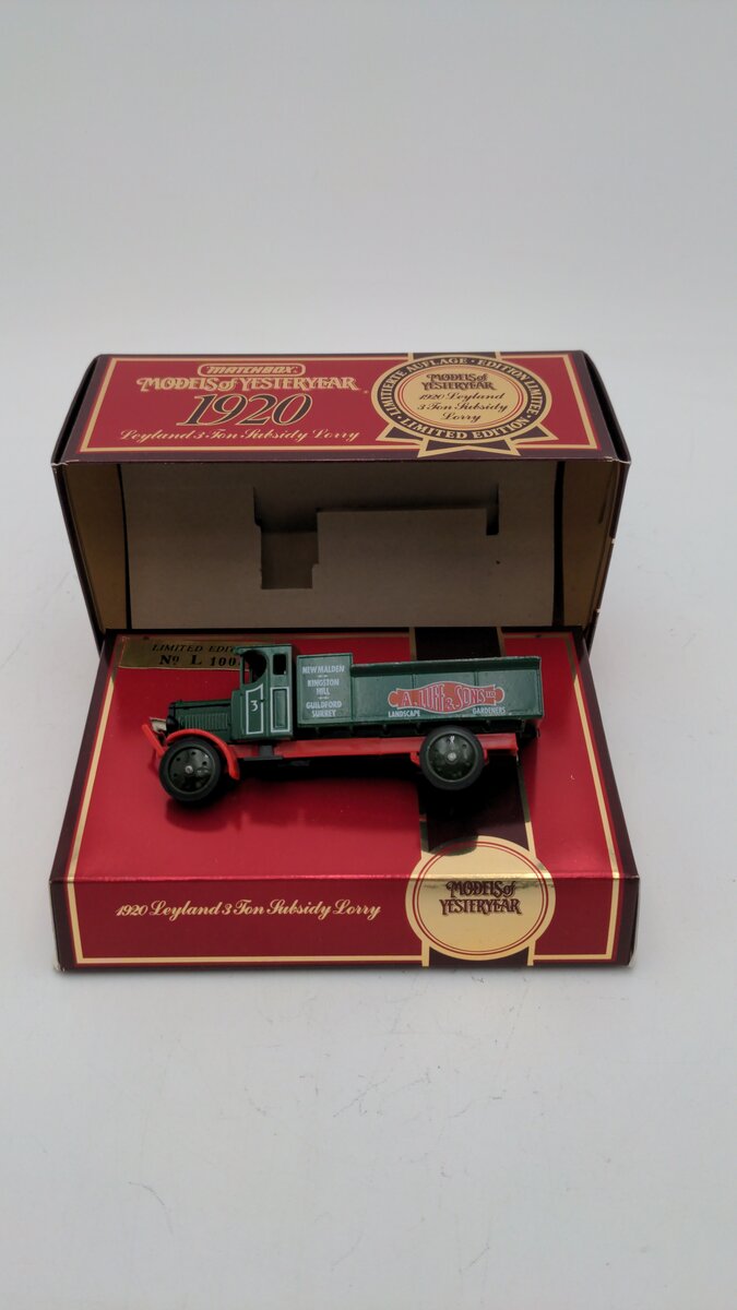 Matchbox Y9 1:43 Scale 1920 Leyland 3 Ton Subsidy Lorry Diecast Limited Edition LN/Box