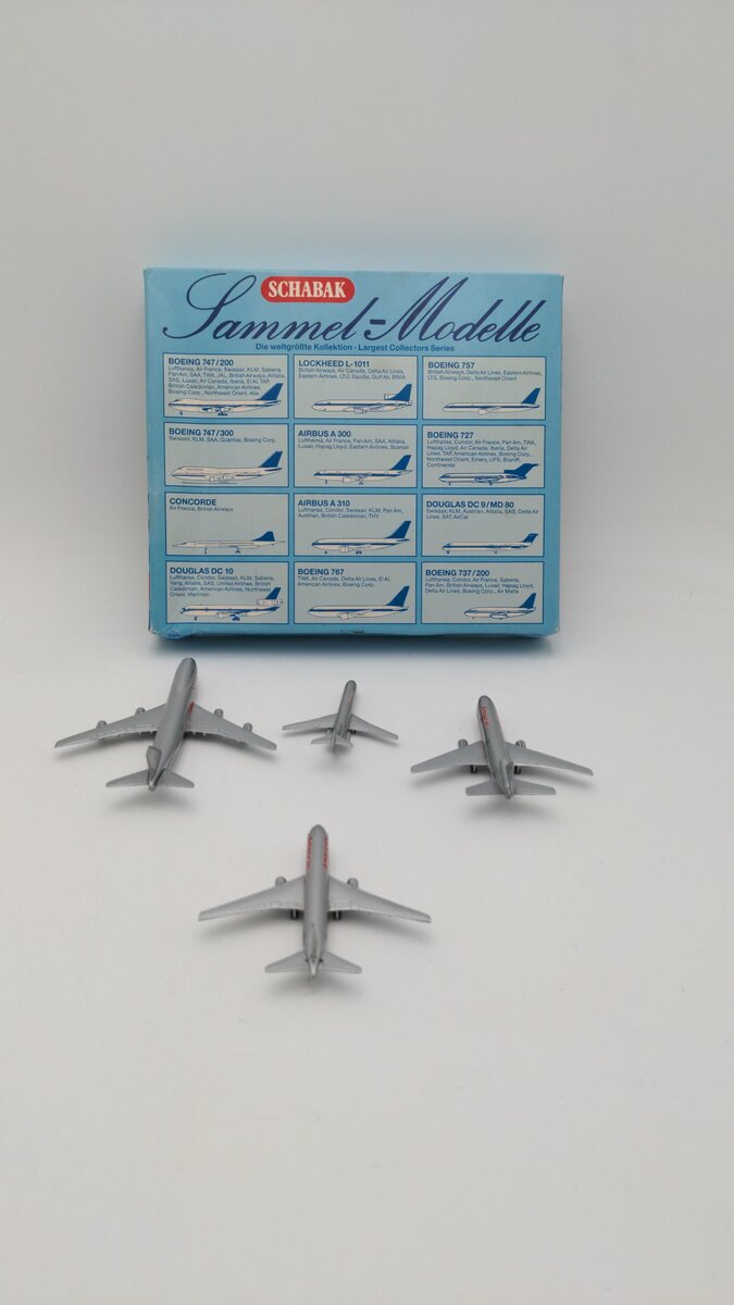 Schabak Modell 914/9 1:600 Scale Souvenir Airport Set 4 Planes Diecast(Set of 4) EX/Box
