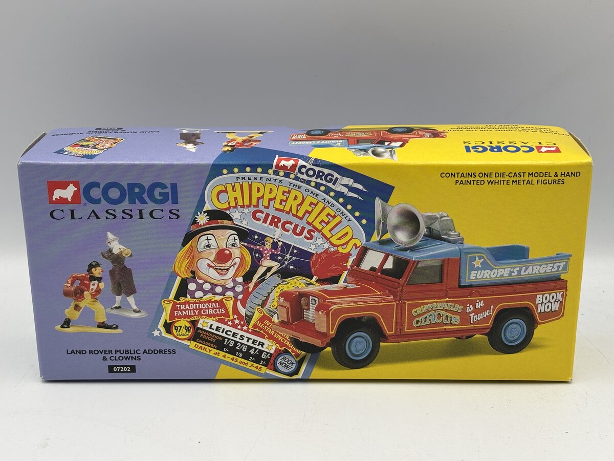 Corgi 07202 1:43 Chipperfields Circus - Land Rover Public Address & Clowns LN/Box