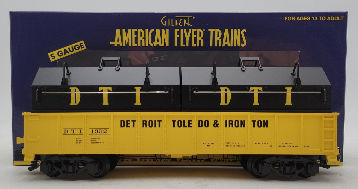 American Flyer 10919082 S Detroit Toledo & Ironton Gondola w/Covers #1352 LN/Box