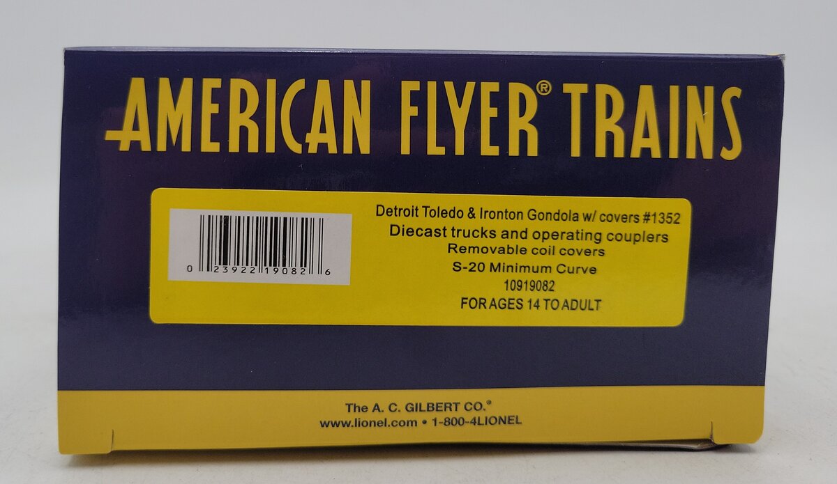 American Flyer 10919082 S Detroit Toledo & Ironton Gondola w/Covers #1352 LN/Box