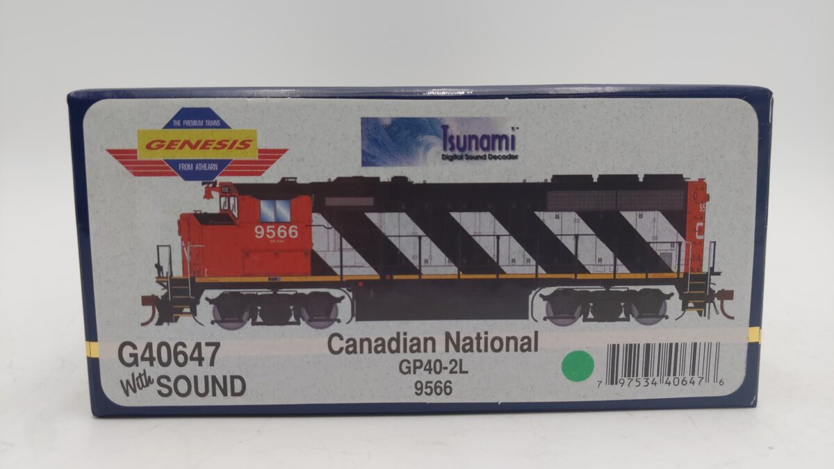 Athearn G40647 HO Scale Canadian National GP40-2L Diesel Locomotive #9566 w/DCC EX/Box