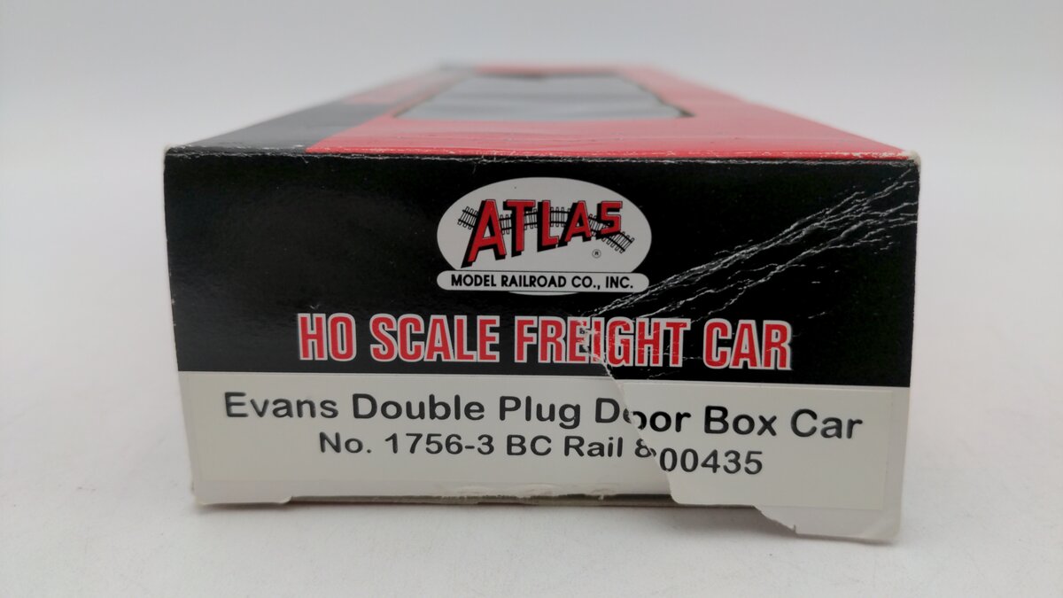 Atlas 1756-3 HO Scale BC Rail Evans Double Plug Door Box Car #800435 EX/Box