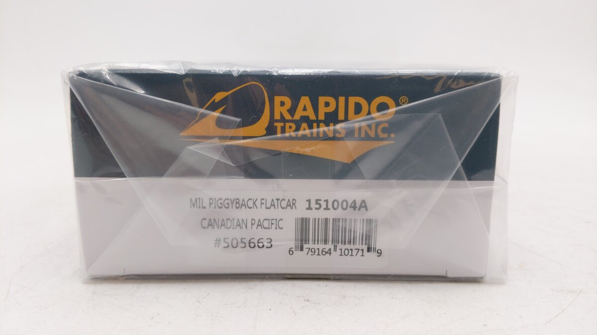 Rapido Trains 151004A HO CP Rail MIL Piggyback Flatcar #505663
