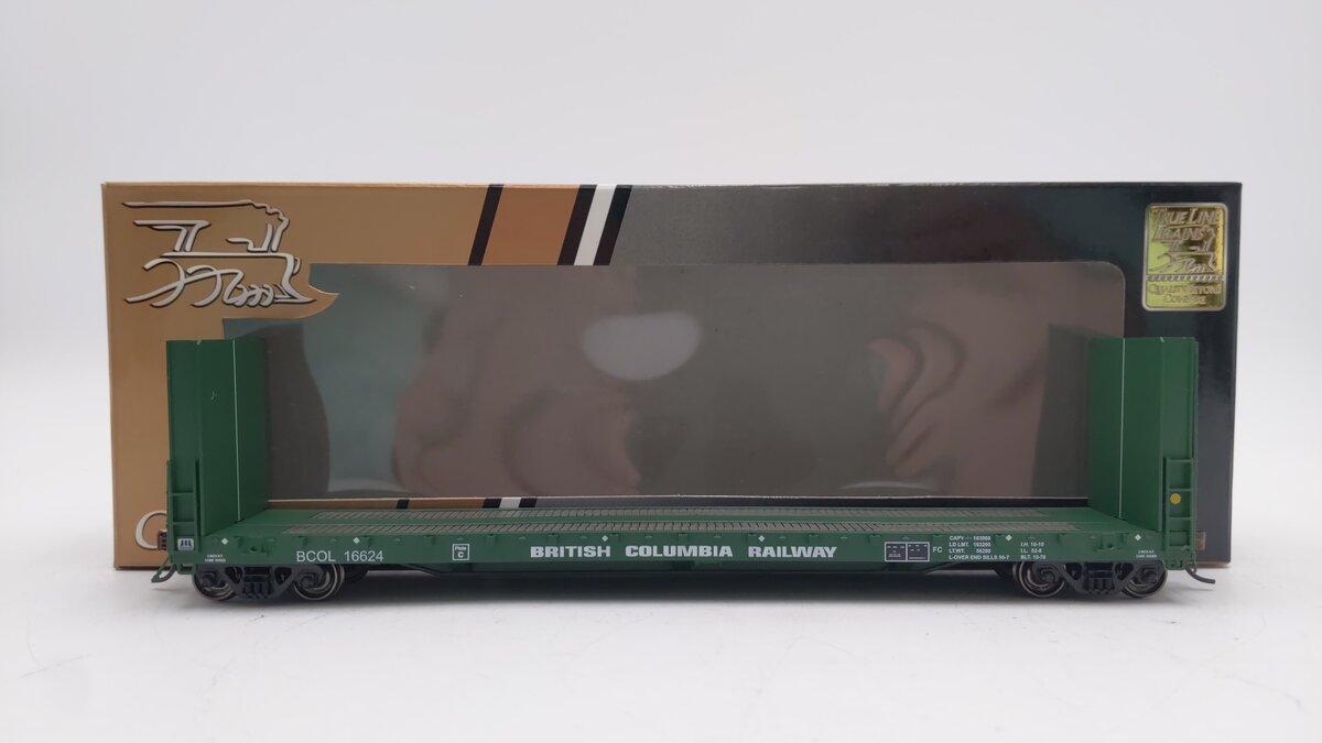 True Line Trains 302022 HO Scale British Columbia Railway Flat Car #16624 LN/Box