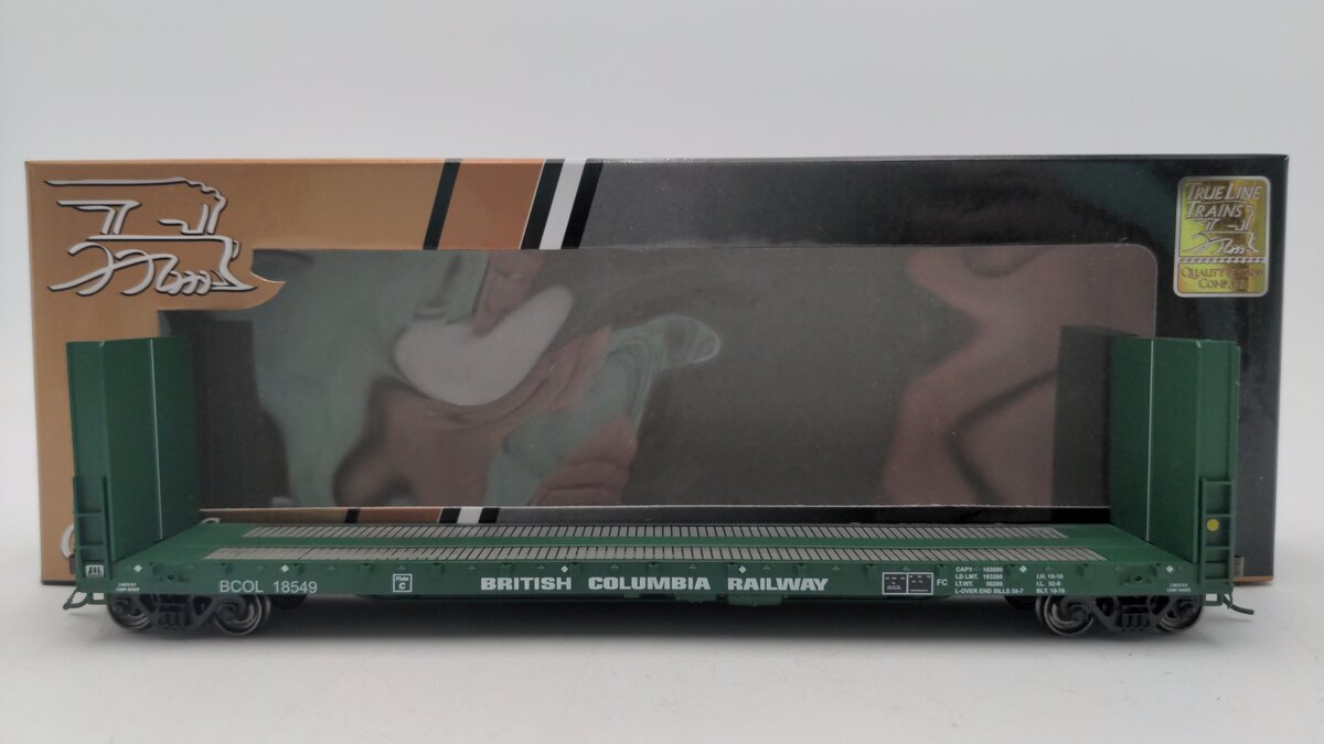 True Line Trains 302023 HO Scale British Columbia Railway Flat Car #18549 LN/Box