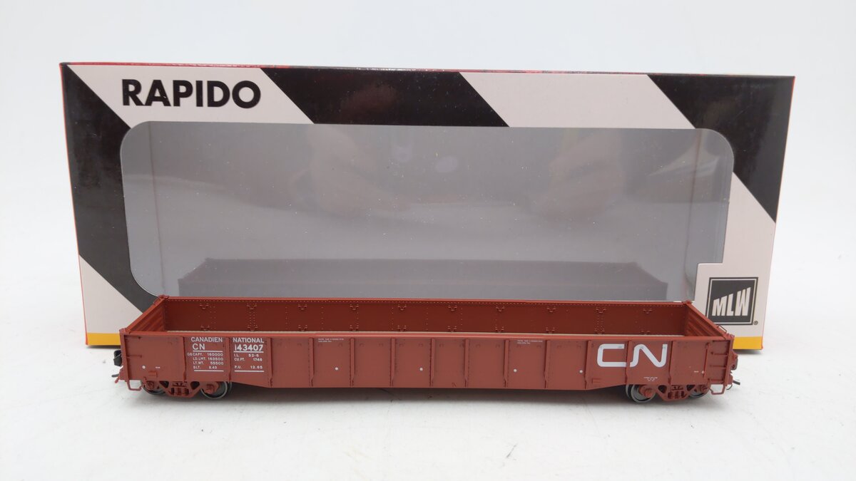 Rapido Trains 50012 HO Canadian National 52' 6" Canadian Mill Gondola #143407 LN/Box
