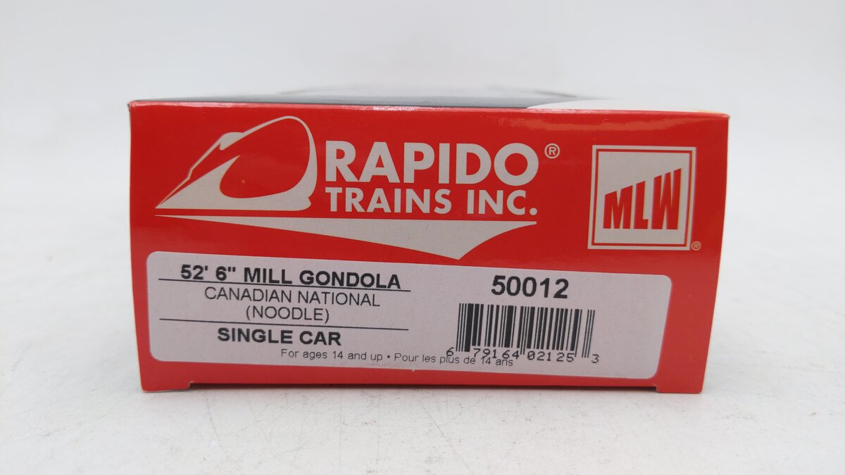 Rapido Trains 50012 HO Canadian National 52' 6" Canadian Mill Gondola #143407 LN/Box