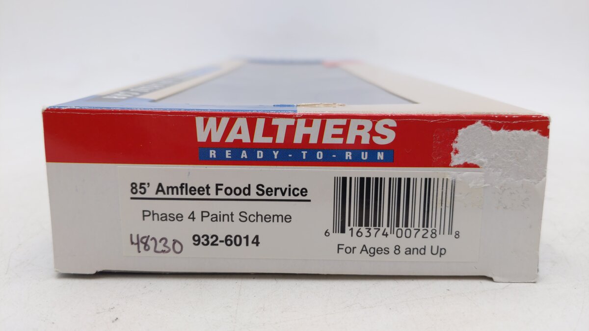 Walthers 932-6014 HO Amtrak 85' Amfleet Ph.4 Food Service Lounge Car #48230 EX/Box
