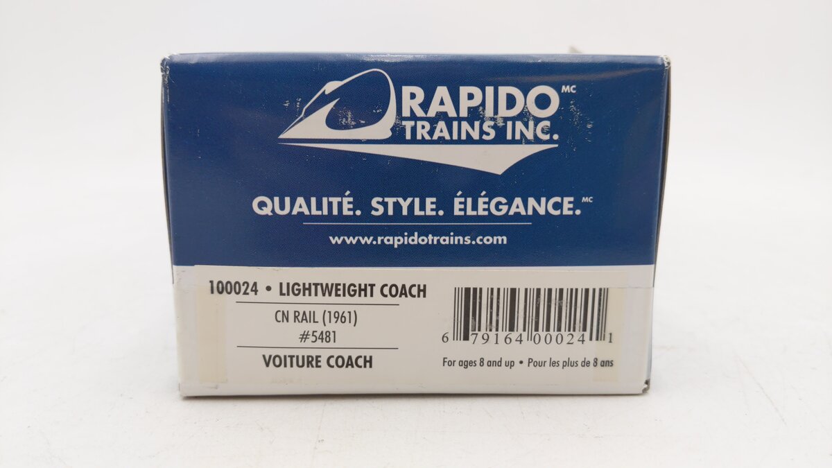 Rapido Trains 100024 HO Canadian National Lightweight Coach Car #5481 EX/Box