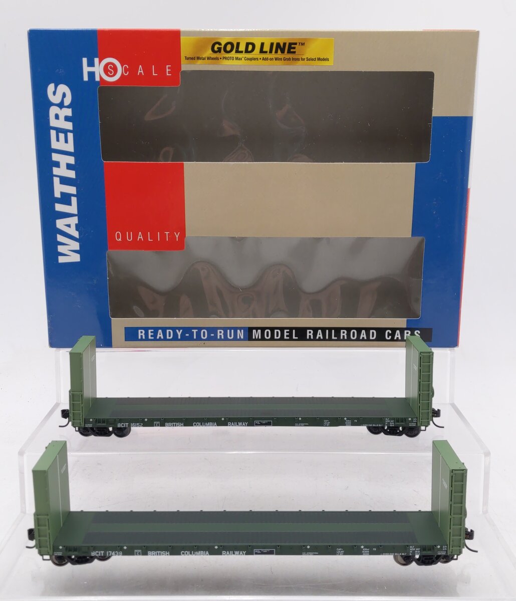 Walthers 932-240058 HO BC Rail Canadian 50' Bulkhead Flatcar (Set of 2)