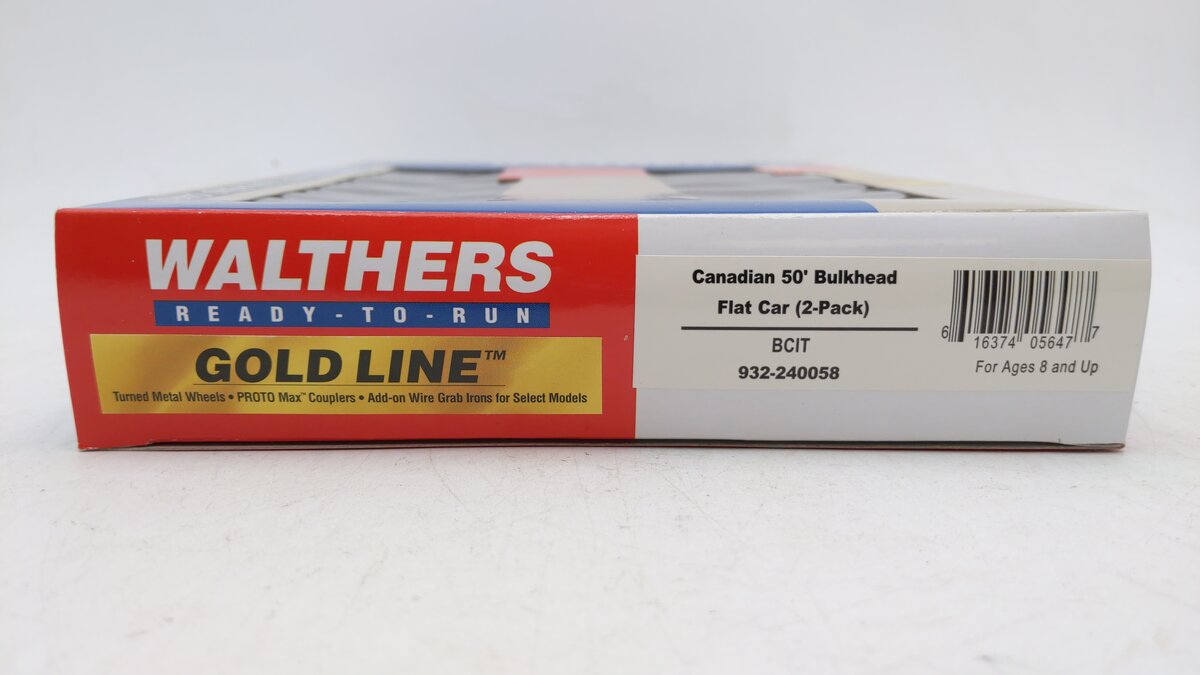 Walthers 932-240058 HO BC Rail Canadian 50' Bulkhead Flatcar (Set of 2) LN/Box