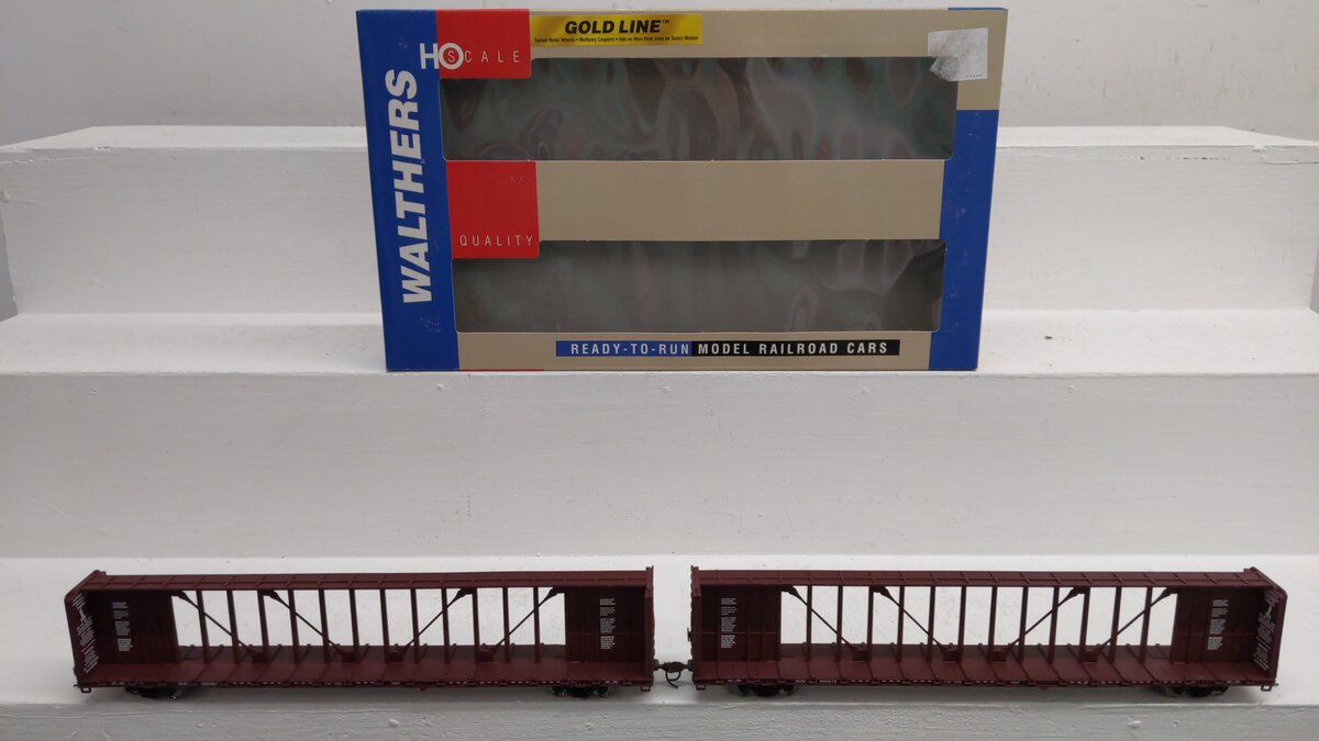 Walthers 932-24136 HO Scale SOO Line Centerbeam Flat Cars #600376/600387 EX/Box