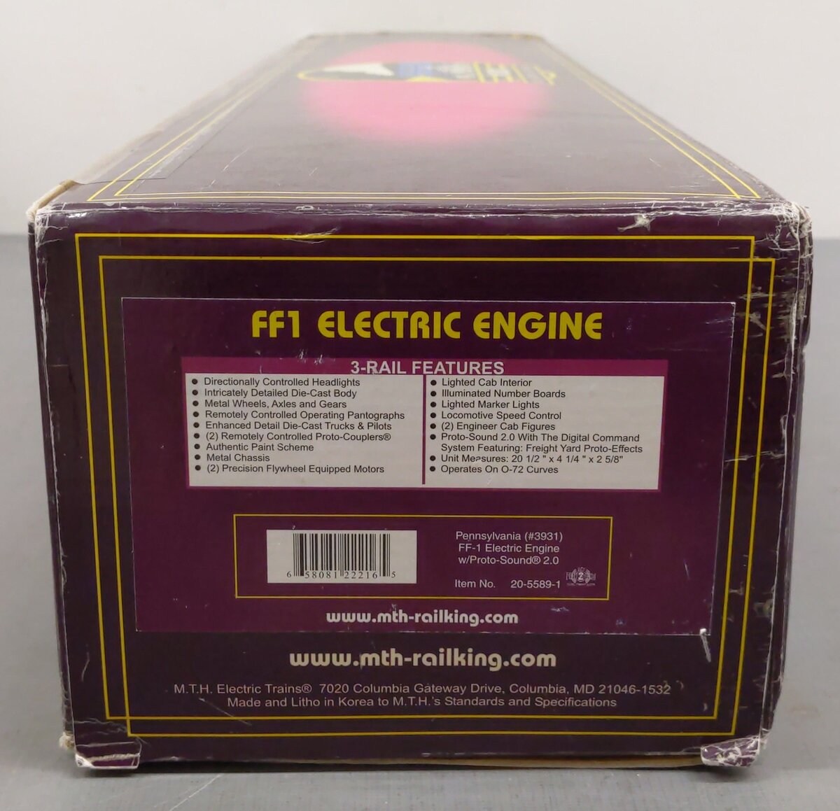 MTH 20-5589-1 O Pennsylvania FF-1 Electric Locomotive w/Proto-Sound 2.0 #3931 EX/Box