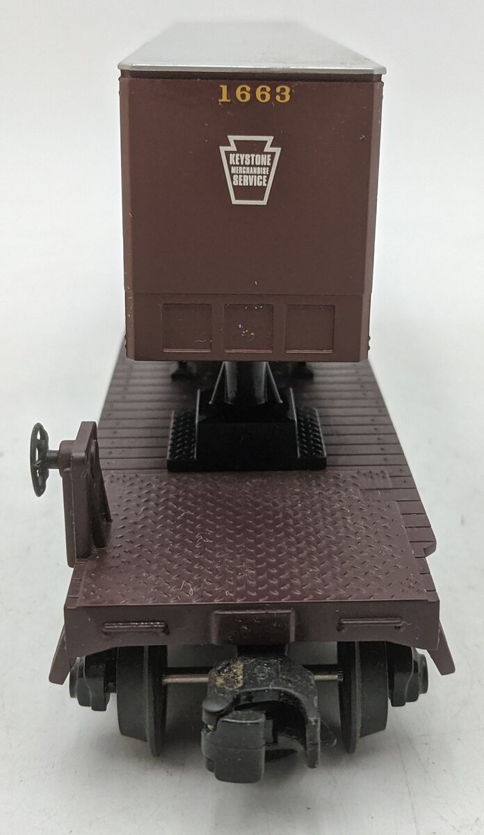 MTH 30-76047 O Gauge Pennsylvania Flatcar with Trailer #475462 VG/Box